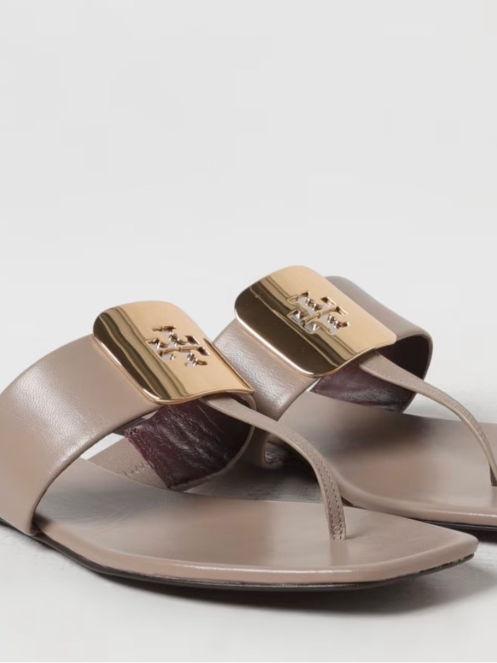 Tory Burch Blush Leather Sandals with Gold Logo
